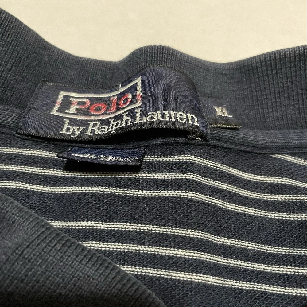 Polo Ralph Lauren Men'ssize XL Striped Short‎ Sleeve Polo Shirt Navy Cotton